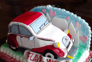 Pièce en sucre sur le thème de la 2 CV