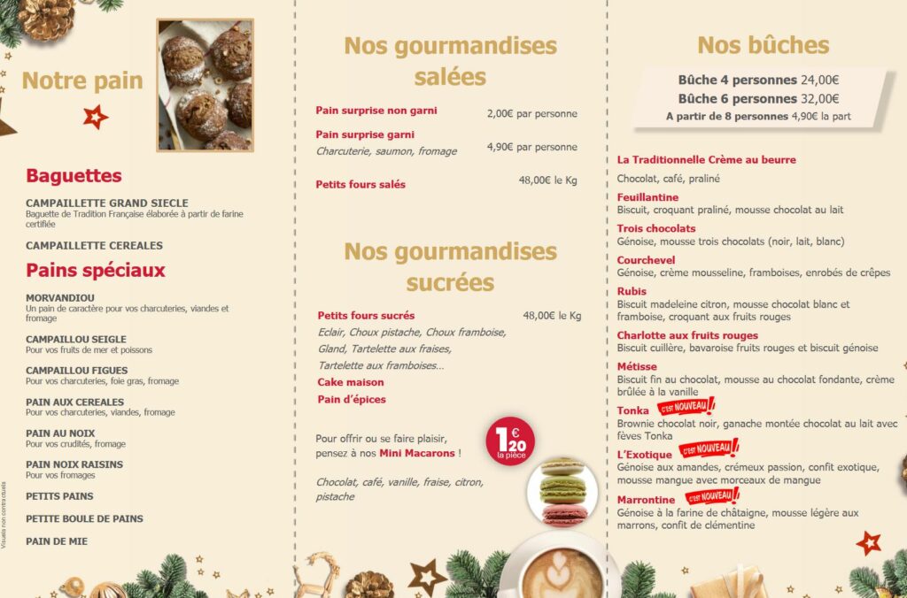 Menu des fêtes à Coubron